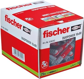 fischer DuoPower 10x80 Universaldübel, 10x80mm, 25 Stück