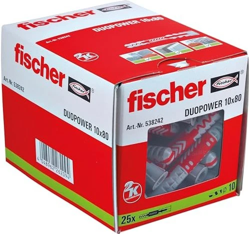 fischer DuoPower 10x80 Universaldübel, 10x80mm, 25 Stück