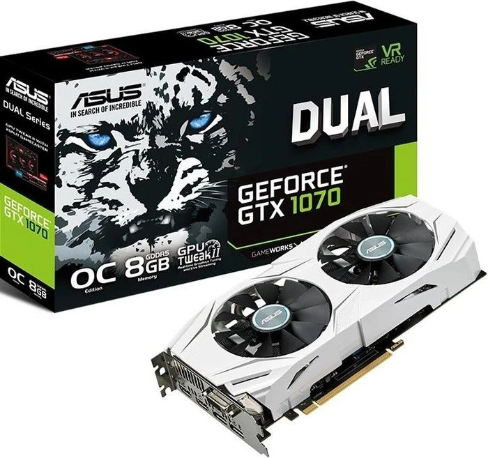ASUS Dual GeForce GTX 1070 OC, DUAL-GTX1070-O8G, 8GB GDDR5, DVI, 2x HDMI, 2x DP