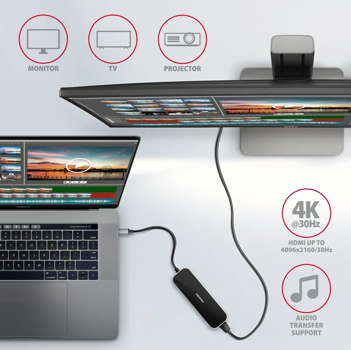 Axagon 6in1 USB-C Combo Hub, USB-C 3.0 [Stecker]