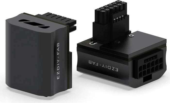 EZDIY-FAB 12VHPWR Winkeladapter 90°, Variante STD, Sense-Pins an der Unterseite, schwarz