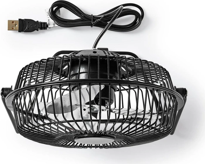 Nedis FNDK1BK15 USB Mini Tischventilator aus Metall 15cm schwarz