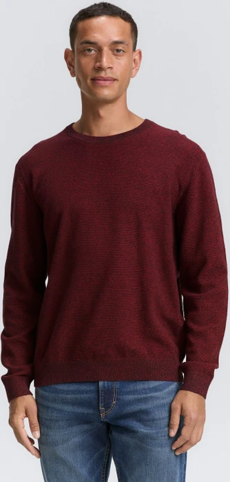 Tom Tailor Bio-Baumwolle Strickpullover samba red navy twotone (Herren)