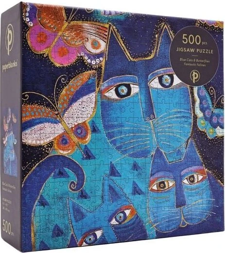 Paperblanks Katzen in Blau mit Schmetterlingen