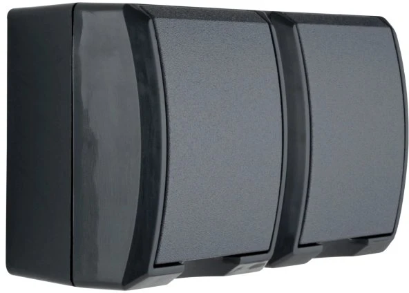 REV Ritter AquaForm Steckdose 2-fach AP IP44, anthrazit