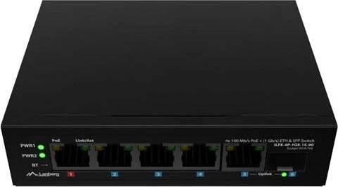 Lanberg ILFE Railmount Switch, 5x RJ-45, 1x SFP, 90W PoE++