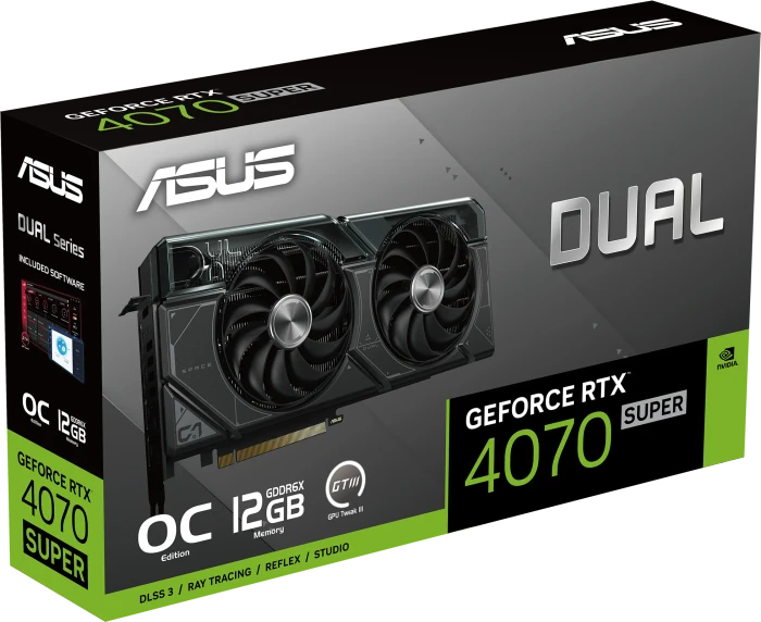 ASUS Dual GeForce RTX 4070 SUPER OC, DUAL-RTX4070S-O12G, 12GB GDDR6X, HDMI, 3x DP
