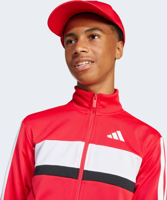 adidas Seasonal Essentials Tiberio 3-Streifen Tricot Trainingsanzug pure ruby/white (Junior)