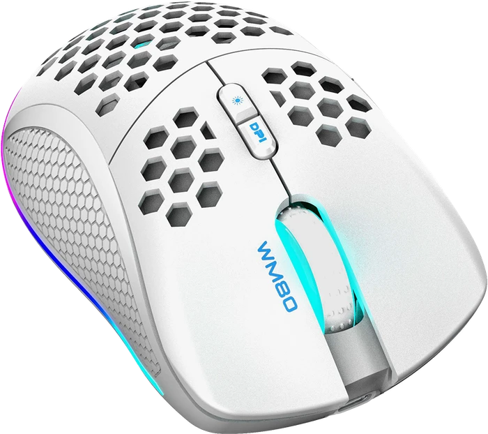 Deltaco WM80 Wireless Lightweight Gaming Mouse weiß, USB/Bluetooth