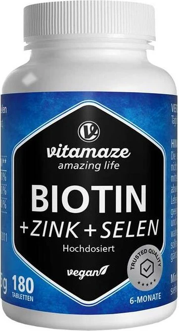 Vitamaze Biotin hochdosiert + Zink + Selen vegane Tabletten