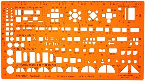 Schneider Standardgraph Werkplan Architekt Schablone, orange