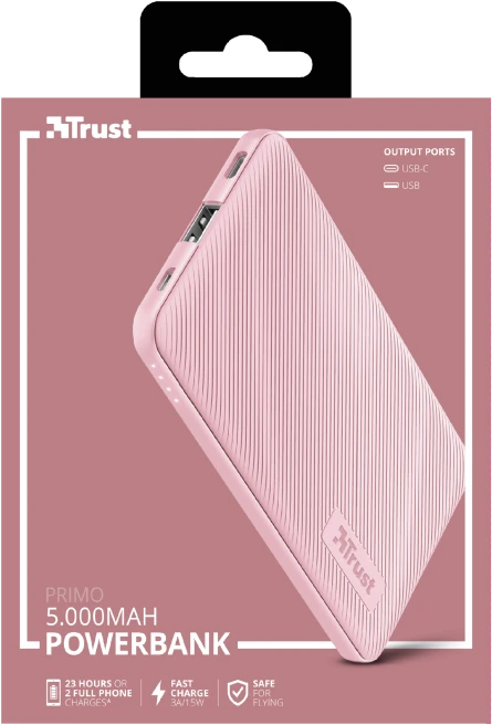 Trust Primo Ultra-thin Powerbank 5000mAh pink