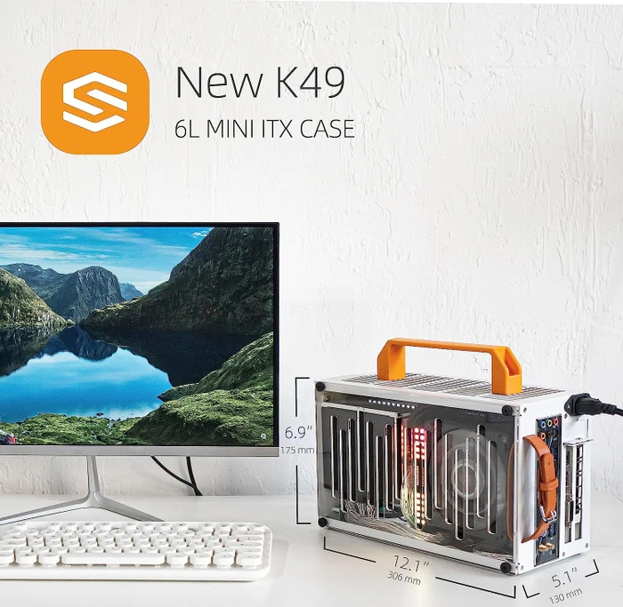 SGPC K49 Steel, silber/orange, Mini-ITX