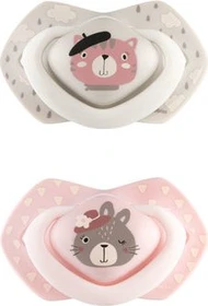 Canpol Babies Bonjour Paris Light touch Schnuller, 0-6M, Silikon, pink/beige, 2 Stück