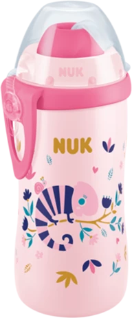 NUK Flexi Cup Trinkflasche Chamäleon Effekt, 12+M, 300ml, rosa