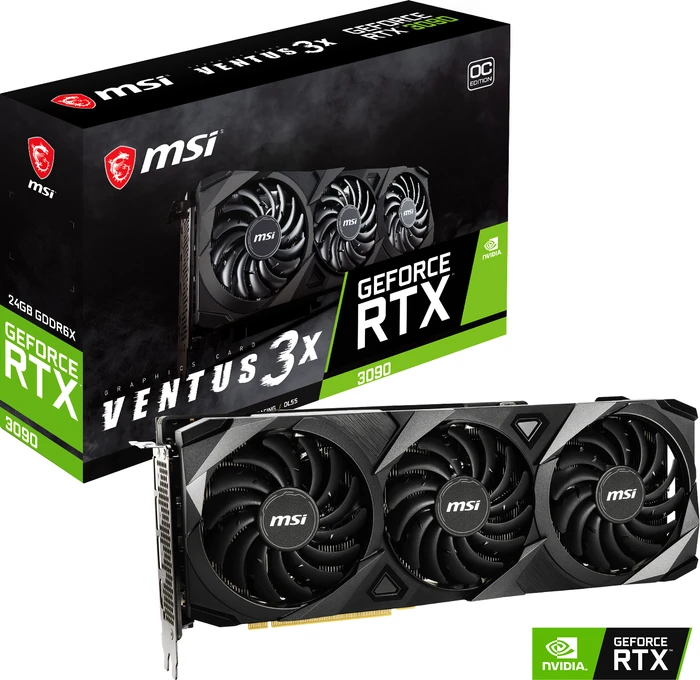 MSI GeForce RTX 3090 Ventus 3X 24G OC, 24GB GDDR6X, HDMI, 3x DP