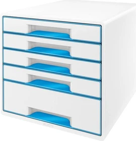 Leitz Wow Cube Schubladenbox, 5 Schubladen, weiß/blau