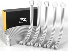 EZDIY-FAB Cable Extension Kit, 1x 24-Pin, 2x 4/8-Pin ATX, 3x 8-Pin PCIe, 18AWG, weiß (DE2-AllW 18AWG soft 6P-300)