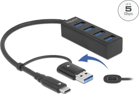 DeLOCK USB-Hub, 4x USB-A 3.0, USB-C/USB-A 3.0 [Stecker] (63828)