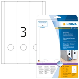 Herma Ordneretiketten, 61x297mm, ablösbar, weiß, 25 Blatt (75 Etiketten)
