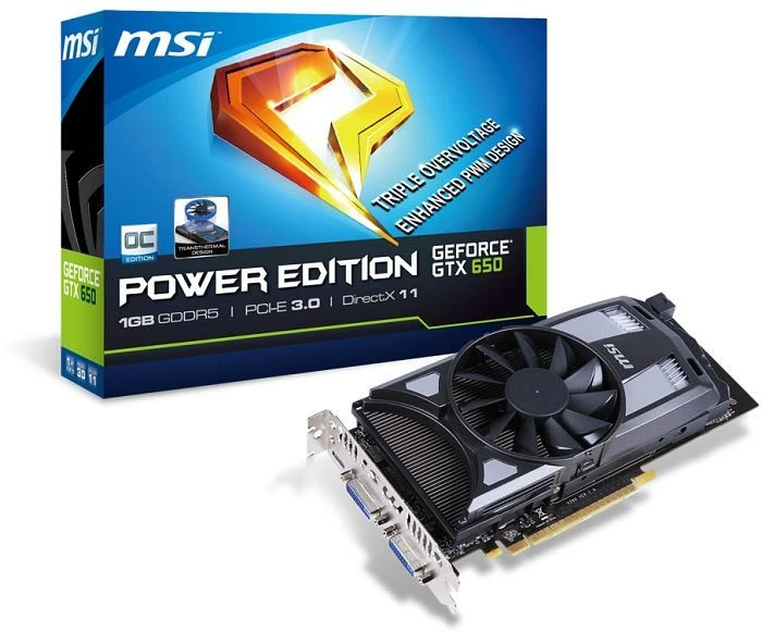 MSI GeForce GTX 650, N650-PE-1GD5/OC Power Edition, 1GB GDDR5, 2x DVI, Mini HDMI