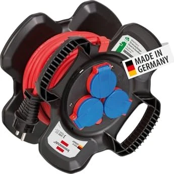 Brennenstuhl Gummi-Kabelhaspel X-Gum, Schuko auf 3x Schuko, 10m, IP44, AT-N05V3V3-F 3G1,5