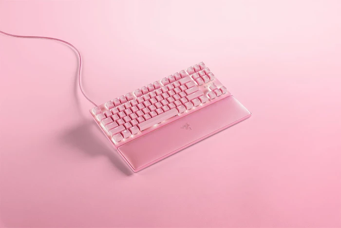 Razer Huntsman V2 TKL Quartz Pink, LEDs RGB, Razer Linear Optical Gen-2 RED, USB, US