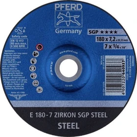 Pferd E 180-7 ZIRKON SGP STEEL Schleifscheibe, 180x7.2x22.23mm, 10 Stück