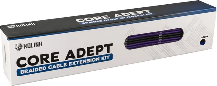 Kolink Core Adept Braided Cable Extension Kit, Jet Black/Titan Purple