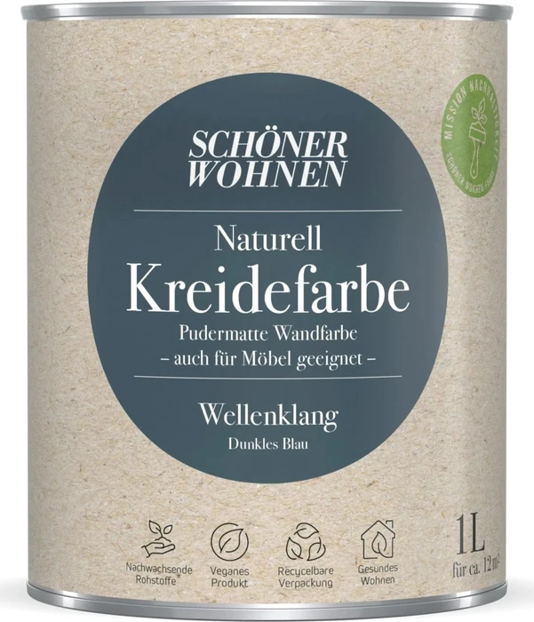 Schöner Wohnen Naturell Kreidefarbe innen wellenklang dunkles blau, 1l