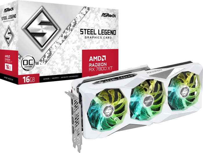 ASRock Radeon RX 7800 XT Steel Legend 16GB OC, RX7800XT SL 16GO, 16GB GDDR6, HDMI, 3x DP