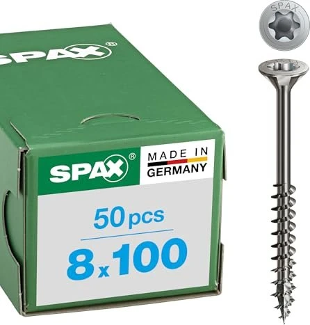 Spax Edelstahl rostfrei A4 4CUT T-STAR plus T40 Holzbauschraube, 8x100mm, 50 Stück