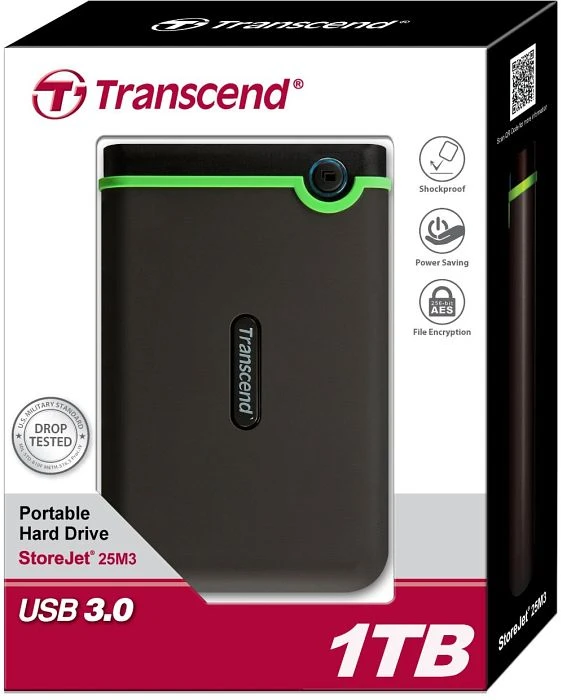 Transcend StoreJet 25M3, grau, 1TB, USB 3.0 Micro-B