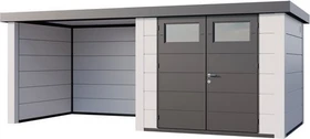 Telluria Classico 2724 Gerätehaus inkl. Anbau 2.84m links weiß/grau