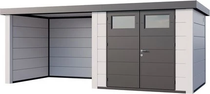 Telluria Classico 2724 Gerätehaus inkl. Anbau 2.84m links weiß/grau