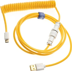 Ducky Premicord Spiralkabel USB-C auf USB-A, Tastaturkabel (Spiral-Textilkabel), 1.8m, Yellow Ducky