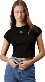Calvin Klein Slim Fit Cropped T-Shirt kurzarm ck black (Damen)