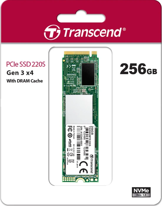 Transcend MTE220S SSD 256GB, M.2 2280 / M-Key / PCIe 3.0 x4
