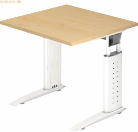 Hammerbacher Ergonomic Plus U-Serie US08/3/W Schreibtisch 80x80cm Ahorn/weiß