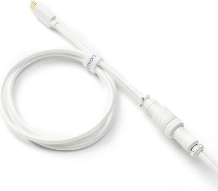 Keychron Coiled Aviator Cable, Tastaturkabel (Spiral-Textilkabel), 1.36m, weiß