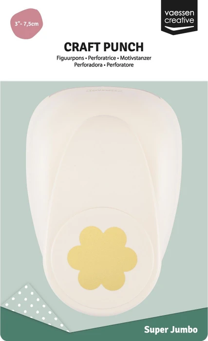 Vaessen Creative Hebel-Motivstanzer Super Jumbo, Blume Clio, gold/weiß, 75x69mm