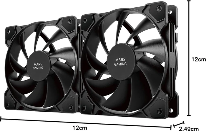Mars Gaming MF-PWMX2 PWM Fan Kit, schwarz, 120mm, 2er-Pack