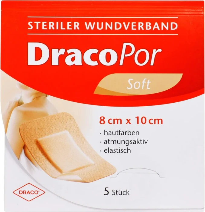 Dr. Ausbüttel DracoPor Soft steriler Wundverband hautfarben, 8 x 10cm, 5 Stück