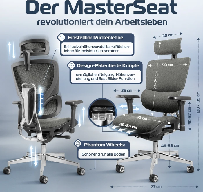 Clouvou MasterSeat Bürostuhl, anthrazit