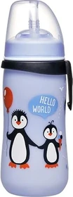 Nip Straw Cup Strohhalm Trinkbecher, 12+M, 330ml, pinguin blau