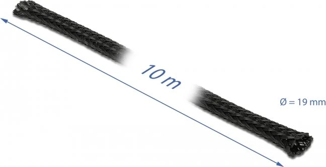 DeLOCK Geflechtschlauch dehnbar, 19mm, 10m, schwarz