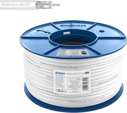 Edision Koaxialkabel ICX-100 CCS AL Eca PVC weiß 100m