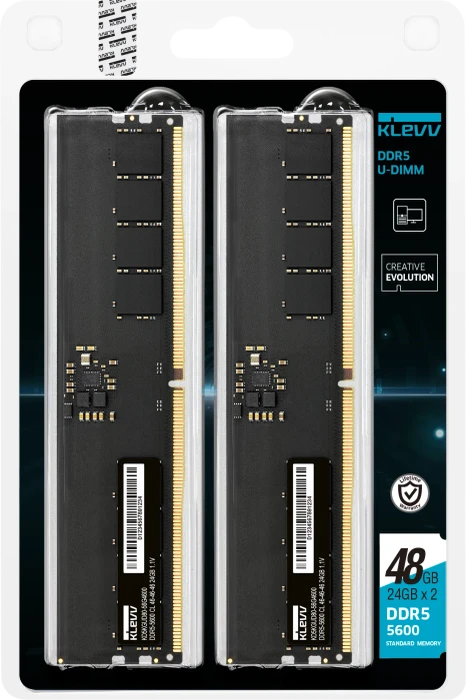 Klevv UDIMM 48GB Kit, DDR5-5600, CL46-46-46-90, retail