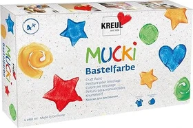 Kreul Mucki Bastelfarbe, 6 Farben, 80ml, 6er-Pack