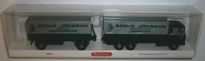 Wiking Pritschenhängerzug Scania 111 Börje Jönsson